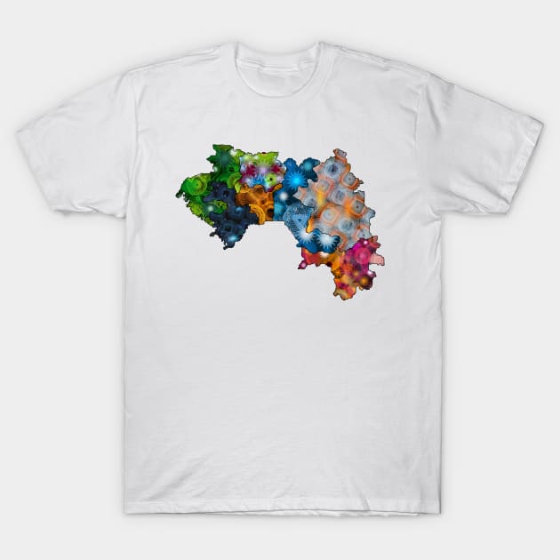 Spirograph Patterned Guinea Regions Map T-Shirt by RachelEDesigns